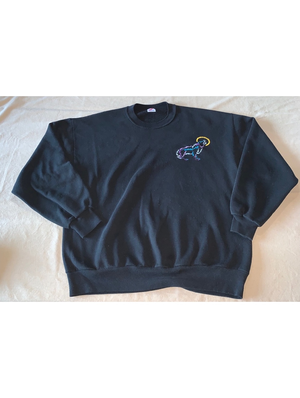 Jerzees Black Sweatshirt with Small Neon Panther Graphic